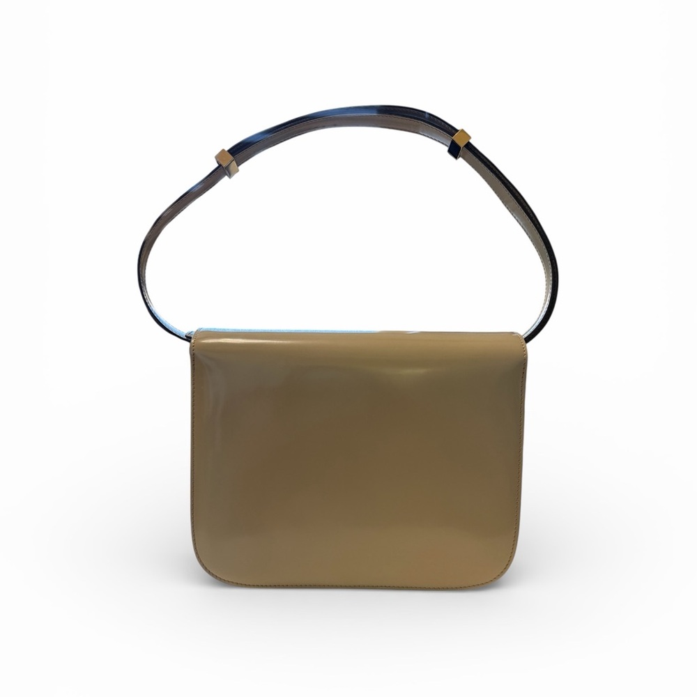 Celine Box Classic Patent Leather Shoulder Bag - Beige with Gold Hardware - Picture 2 of 4